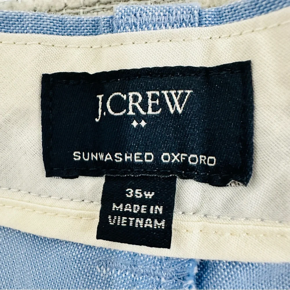 J Crew Men’s 35W Sunwashed Oxford Blue‎ 9” Shorts Red Crabs Cotton Chino Casual